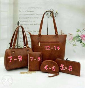 Brown Leather 5-in-1 Handbags