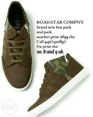Brown-green-white Roadstar Company High-top Sneakers