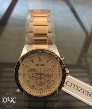 Citizen chronograph gold dial watch newly unboxed