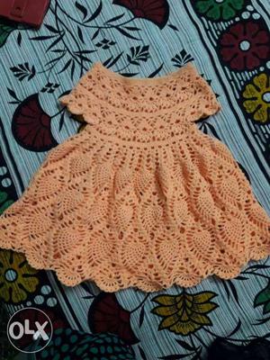 Crochet frock for 1year baby made with 100% acrylic yarn