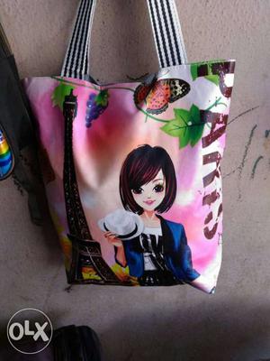 Female Anime Printed Pink Shoulder Bag
