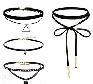 Five Black Collar Necklaces