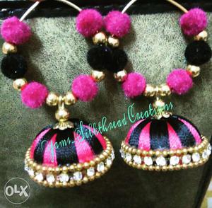 Hanging jhumkas can b made in all colours