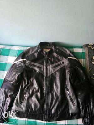 Men's Ed Hardy Black Leather Zip-up Jacket 6 months old