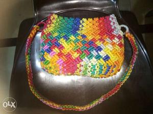 Multi-colored Knit Shoulder Bag