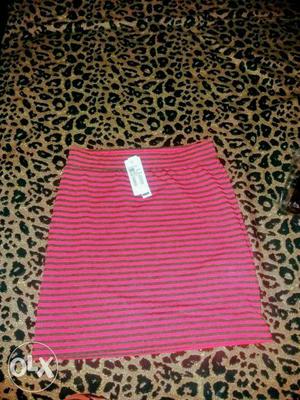 Orange And Black Brand new Striped Pencil Skirt with tag