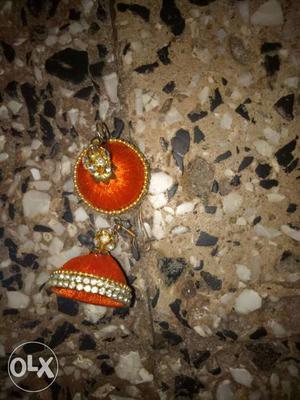 Orange Pendant Earrings