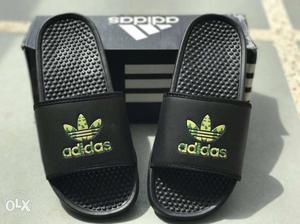 Pair Of Black Adidas Slide Sandals