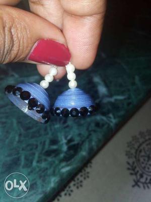 Pair Of Blue And White Earrings