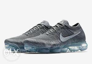 Pair Of Gray-and-blue Nike Low Top Shoes