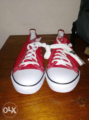 Pair Of Red Cons All Star Low Tops