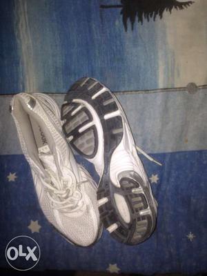 Pair Of White-and-gray Reebok Running Shoes