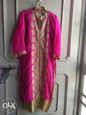 Pink And Beige Floral Kurta