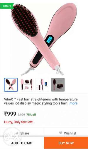 Pink VibeX Fast Hair Straightener Screengrab
