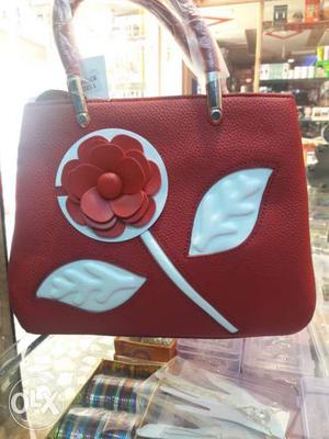 Red And White Leather Shoulder Bag