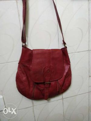 Red Pure Leather bag. Hardly used.
