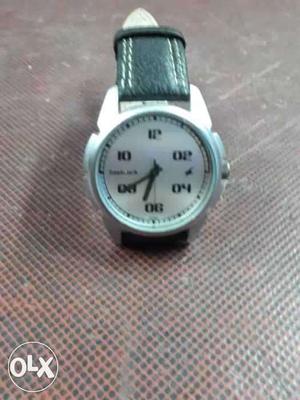 Round original fastrack Watch With Black Leather Strap