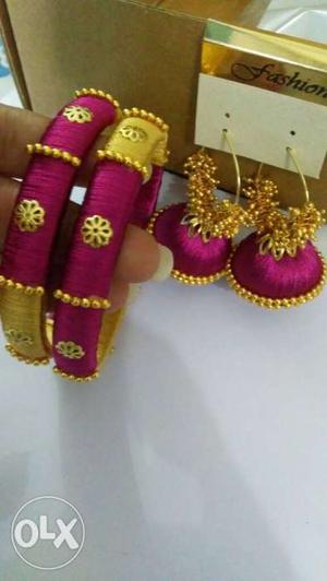 Silk thread bangle+ earring set