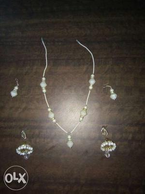 Silver And White Pearl 3-piece Jewelryset