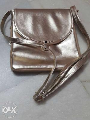 Silver Leather Sling Bag