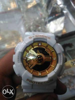 White And Gold Casio G-Shock Digital Chronograph Watch