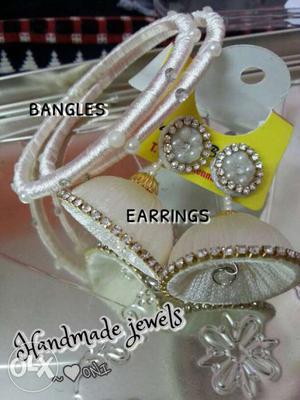 White Silk Thread Jewelry Set