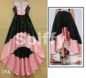 Women's Black And Pink Sleeveless Dress