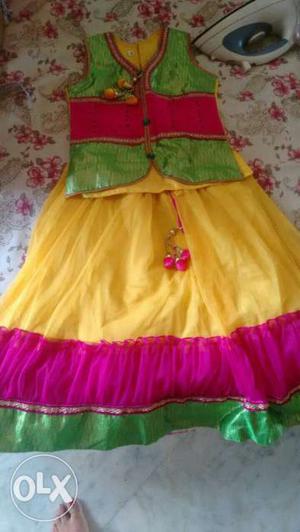 Women's Green And Yellow Traditional Dress