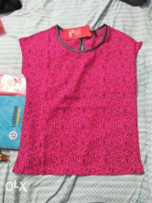 Women's Pink Printed Sleeveless Top
