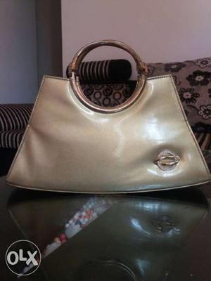 Women's Silver Leather Handbag