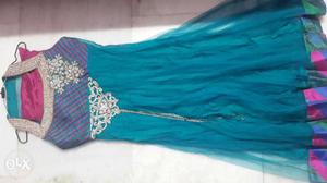 Women's Teal And Purple Sleeveless Suit