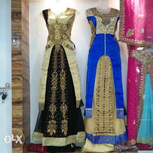 Women's Two Brown And Blue Traditional Dresses