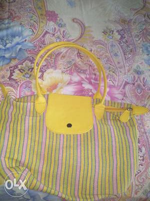 Yellow And Green Stripe Shoulder Bag