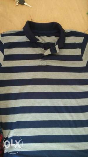 Blue And Gray Stripe Polo Shirt
