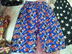 Blue And Red Flag Print Shorts