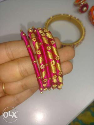 Five Pink And Yellow Bangles