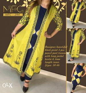 Full length 3 pcs Pencil pant with long kurta and knee