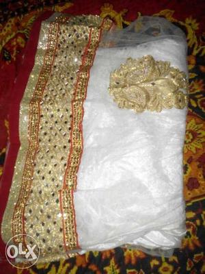 Gold And White Textile