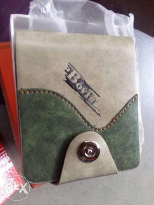 Gray And Green Bovis Leather Bifold Wallet