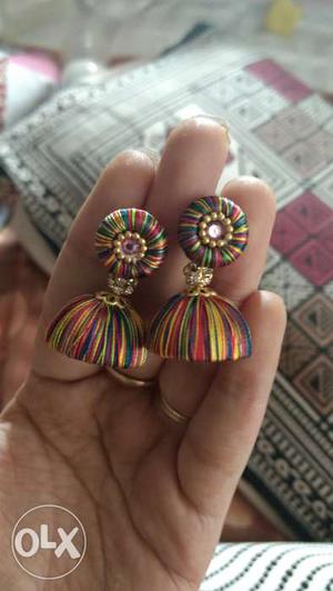 Multi color jhumkas. Can customize colors on order
