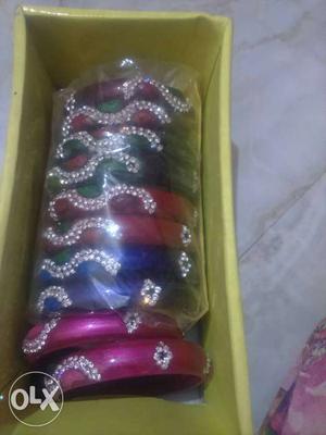 Pink, Blue, Green And Red Bangles