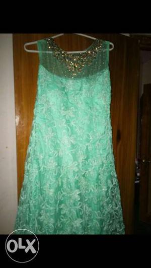 Sea green party and function wear dress...brand