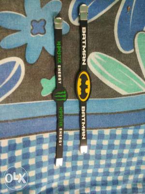 Two Black Batman And Monster Bracelets
