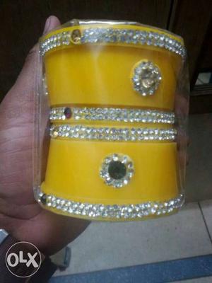 Yellow And Silver Bangle Bracelet