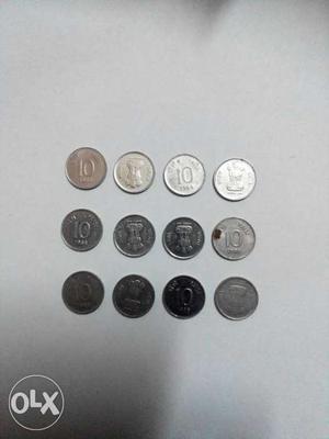 10 paise very very old rayer coins...