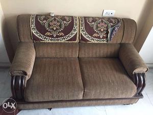 2 Seater Sofa Set, Brown Color Upholstery, almost like new