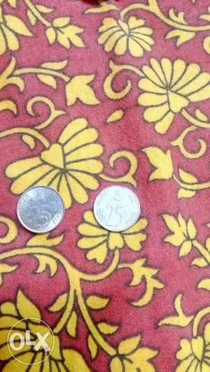 25 indian paise coin 2 coins