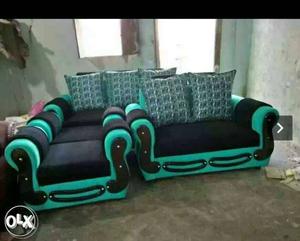 3-piece Black And Green Sofas