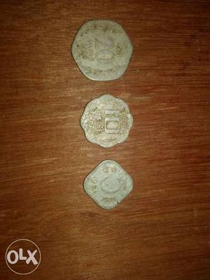 5, 10, And 20 Indian Paise Coins