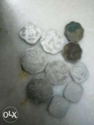 Antique1 and 2 paisa coins